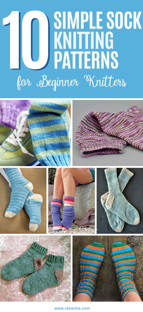 With these 10 simple sock knitting patterns, you can knock a few pairs, easy! #knittingpatterns #knitsocks #knitting #knits