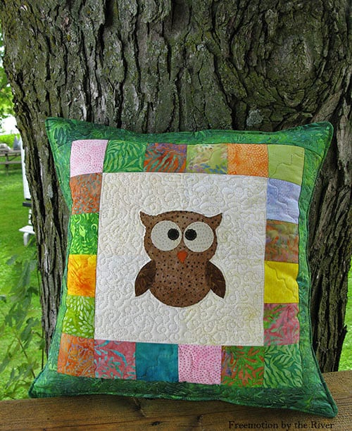Tree Owl Quilted Pillow - beginner quilt patterns