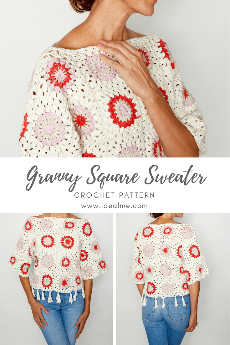 Granny Squares are perfect for crafting festival clothing that’s going to stun in your latest Instagram post. #crochettop #crochetsweater #crochetjumper #crochetpattern #crochetaddict #crochetlove