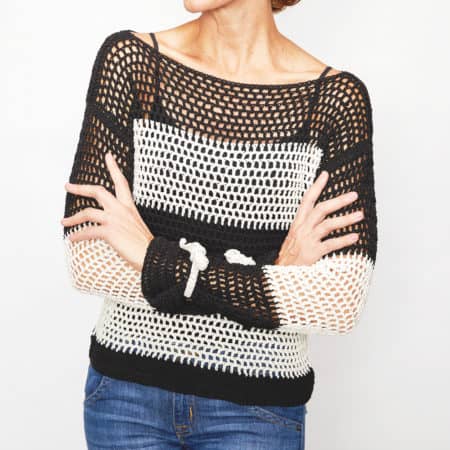 Monochrome Tie Sweater Crochet Pattern