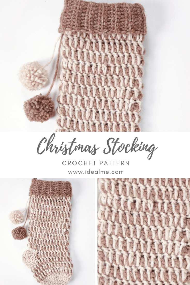 The Heirloom Christmas Stocking uses the decorative spike stitch to create a beautiful texture and add durability (so it can hold all your goodies). #crochetstocking #crochetchristmas #crochetpattern #crochetclass