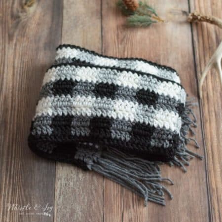 Crochet Buffalo Plaid Scarf