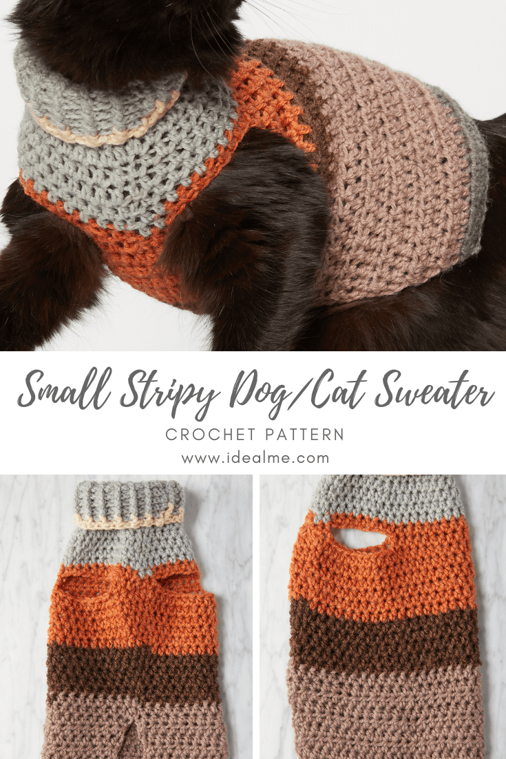 This crochet pet sweater is so cute and has two little holes for your pets front two legs. This free crochet pattern is perfect for beginners. #CrochetPetSweater #CrochetDogSweater #FreeCrchetPattern