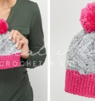 Pink Pom Cable Beanie Crochet Pattern