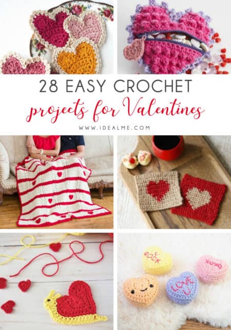 28 Easy Crochet Projects for Valentines - Check out this list of ‘love’-ly easy crochet projects you can do for the ones you love. These range from easy trinkets, wreaths and blankets. #EasyCrochetProjects #CrochetPatterns #ValentineCrochetPatterns
