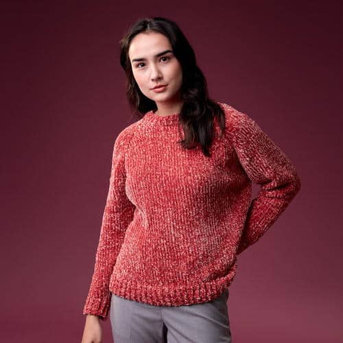 Velvety Soft Knit Sweater - Keep yourself warm and comfy this season by knitting one of these knitted sweater patterns. You can choose from the basic pullover to a more daring design. #knittedsweaterpatterns #knittingpatterns #knitsweaterpatterns