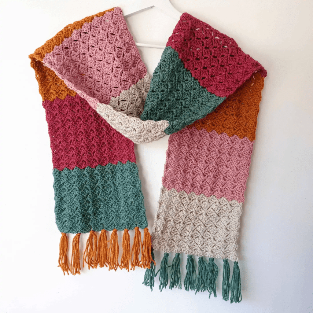 Crochet Color Block Scarf Easy Pattern