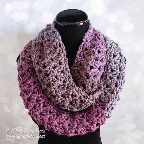Frosted Berry Infinity Scarf Crochet Pattern