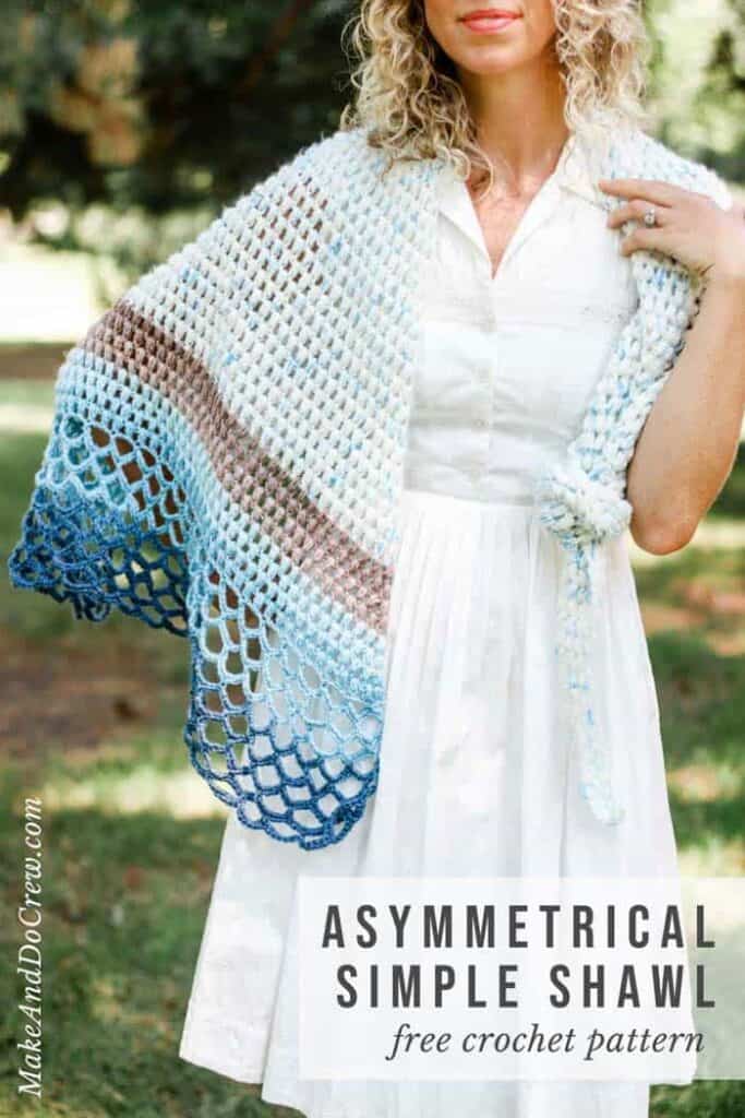 Riding Tide Asymmetrical Simple Crochet Shawl