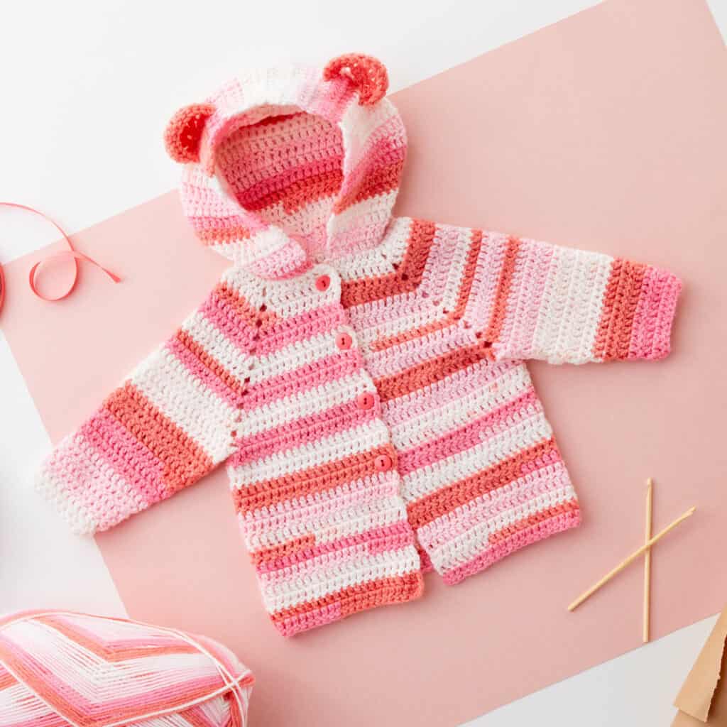 Baby Bear Crochet Hoodie Cardigan