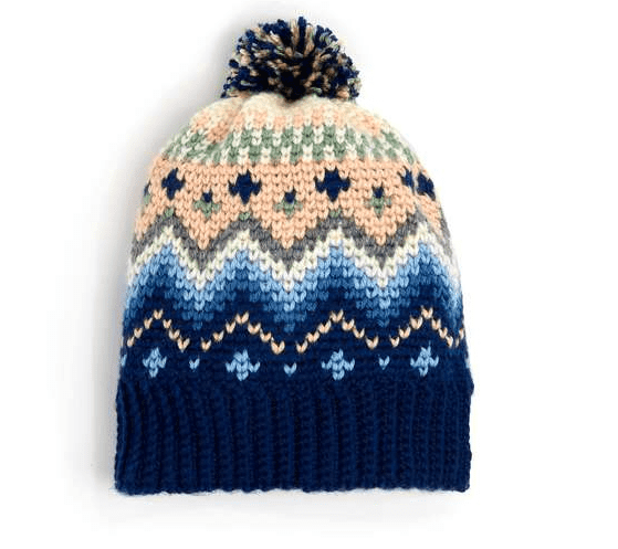 Crochet caron fair isle beanie hat