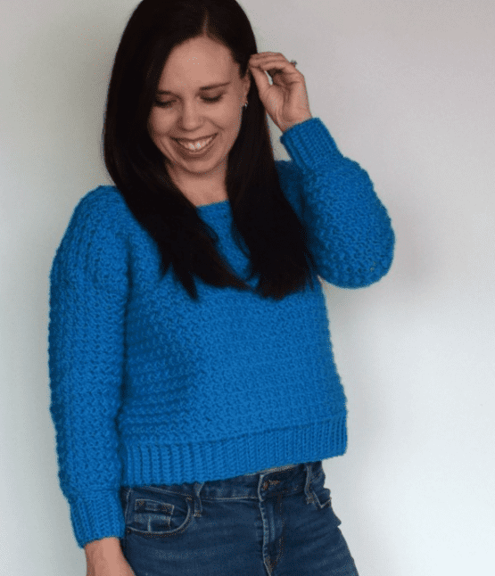 Cozy Cropped Crochet Sweater 