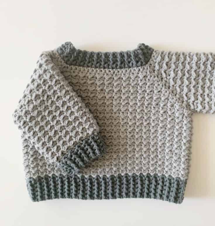 Crochet Even Moss Stitch Baby Sweater Pattern