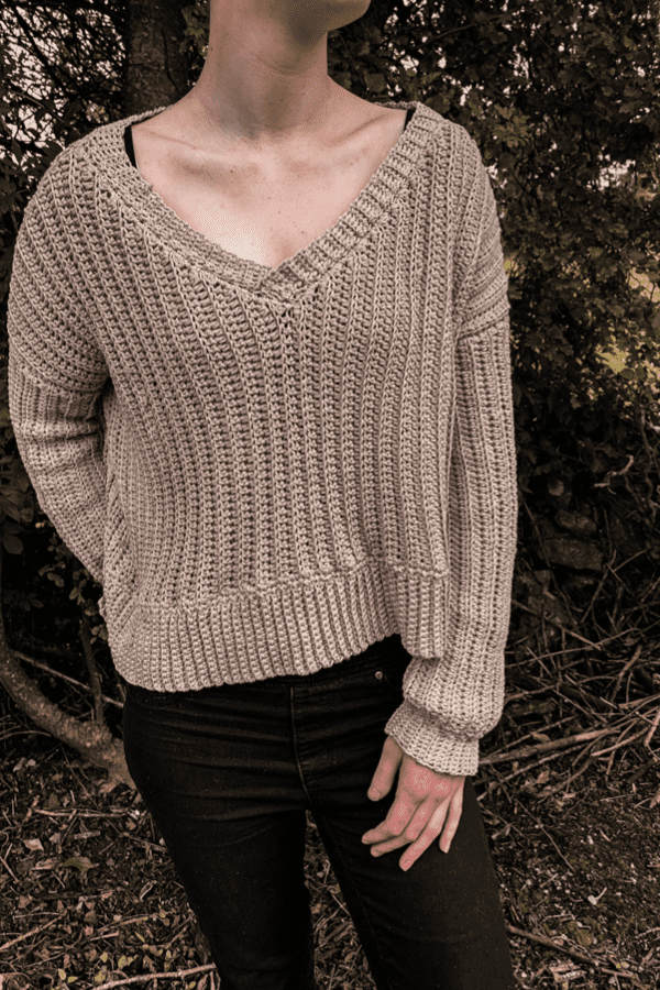 Crochet Slouchy V-Neck Sweater Pattern