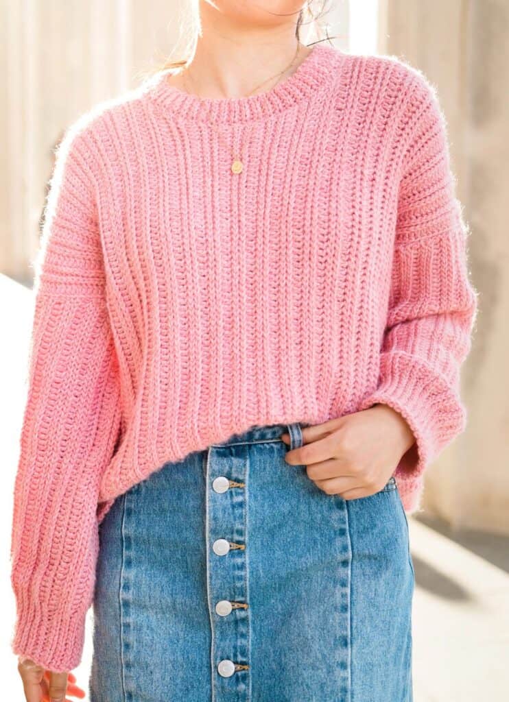 Easy Ribbed Crochet Sweater