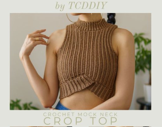 Mock Neck Crochet Crop Top 