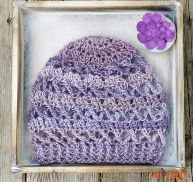 Crochet lavender beanie