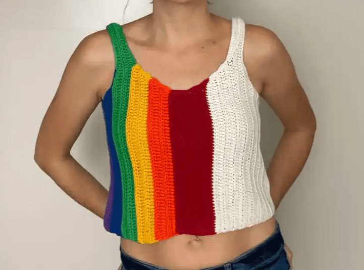 Rainbow Love Crochet Crop Top 