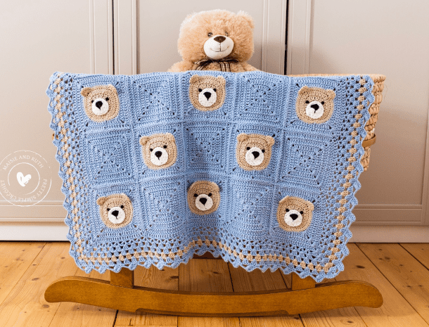 Baby bear blocks blanket crochet