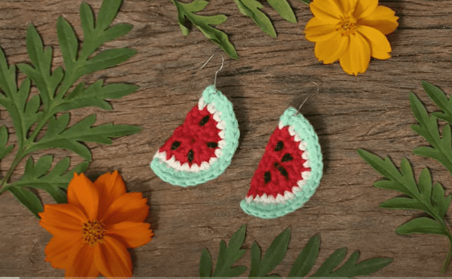 Watermelon Earrings Crochet