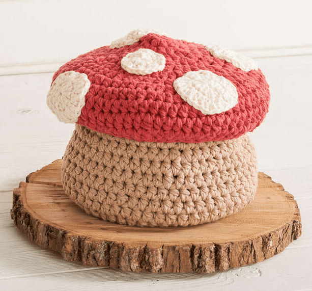 Crochet Lidded Toadstool Basket