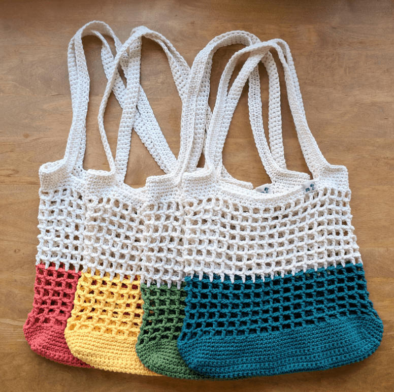 Color Block Crochet Market Bags