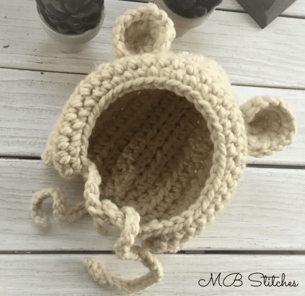 Crochet Baby Bear Bonnet 
