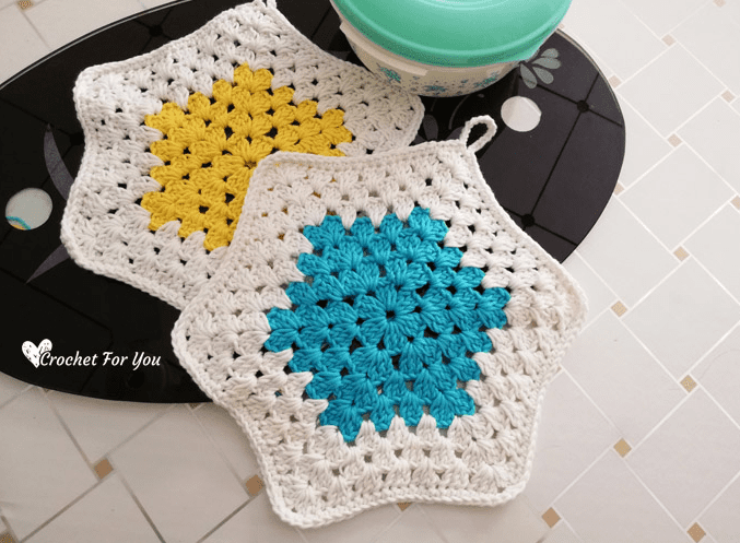 Crochet Granny Hexagon Potholders

