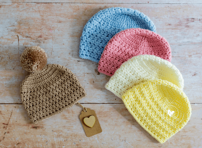 Crochet Baby Hats in different colors
