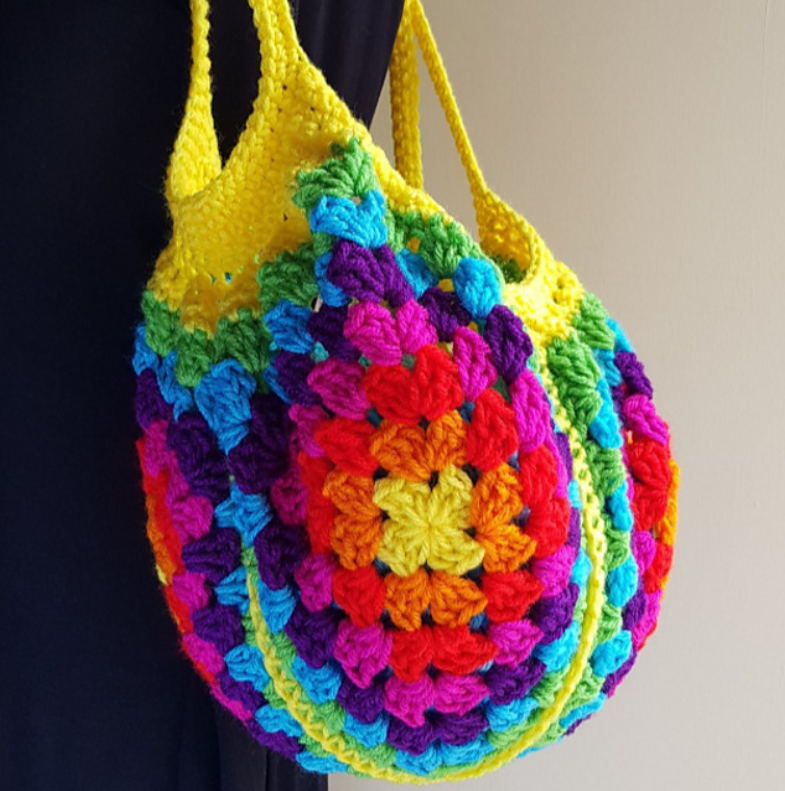 Granny Square Crochet Market Bag