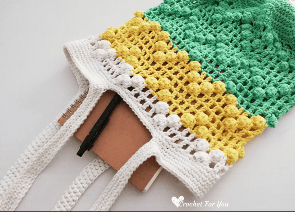 Lace and Popcorn Crochet Market Bag