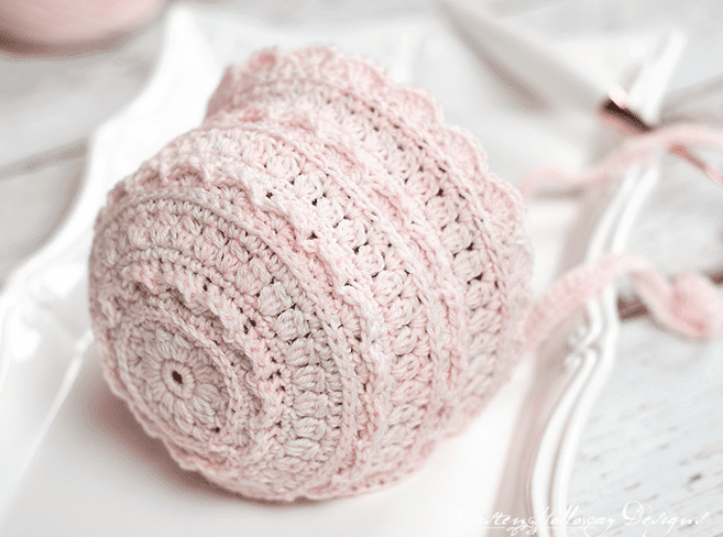 “Petit Fours” Textured Crochet Baby Bonnet