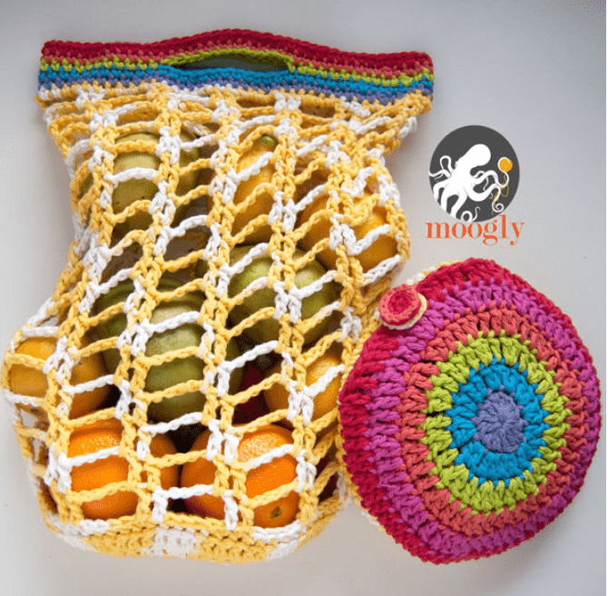 Rainbow Pocket Crochet Market Bag