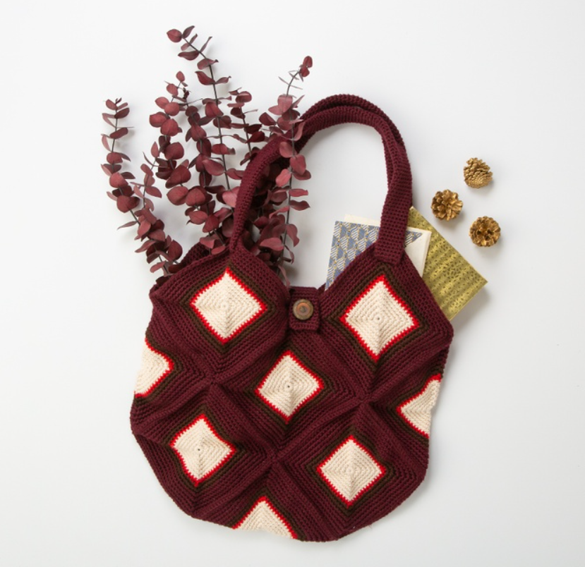 Winter Diamond Crochet Market Bag