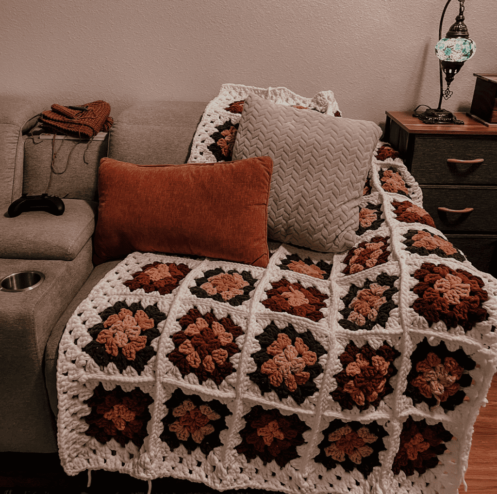 Chunky Granny Square Crochet Blanket 