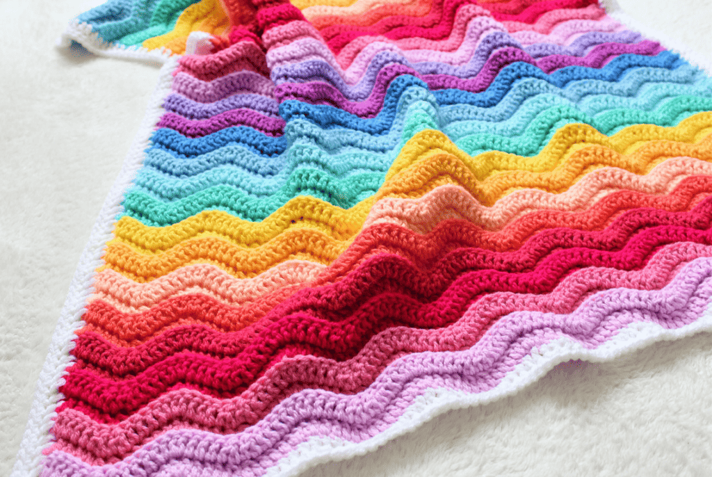 Chunky Rainbow Ripple Crochet Baby Blanket