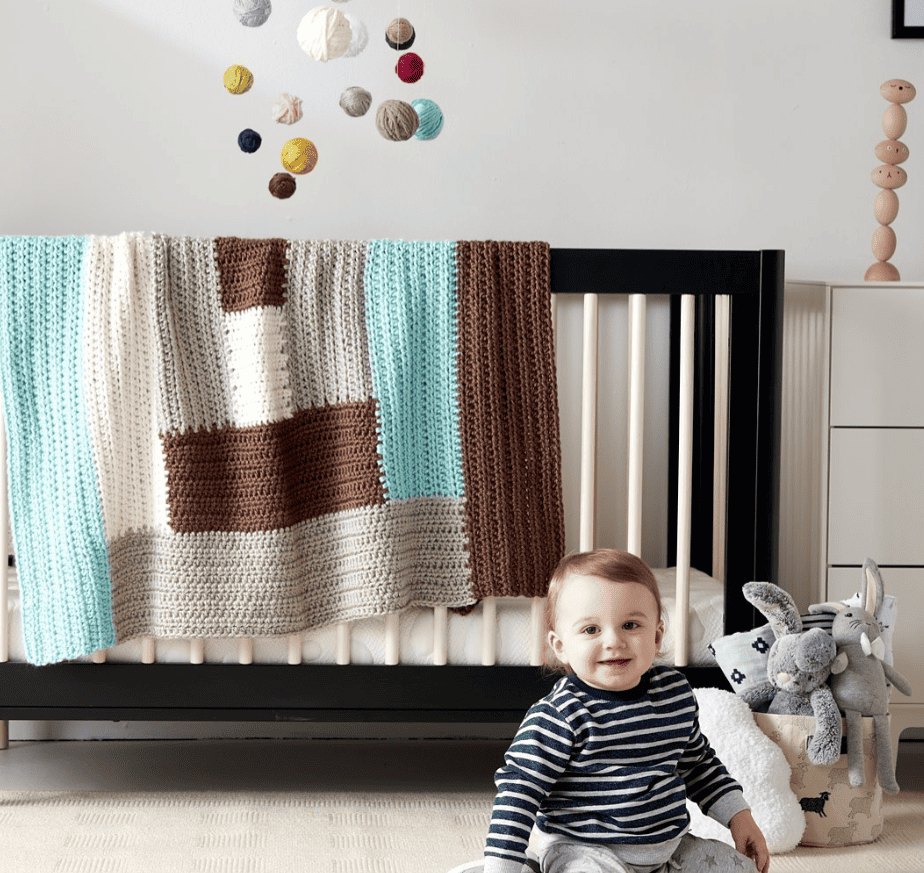 Log Cabin Crochet Baby Blanket