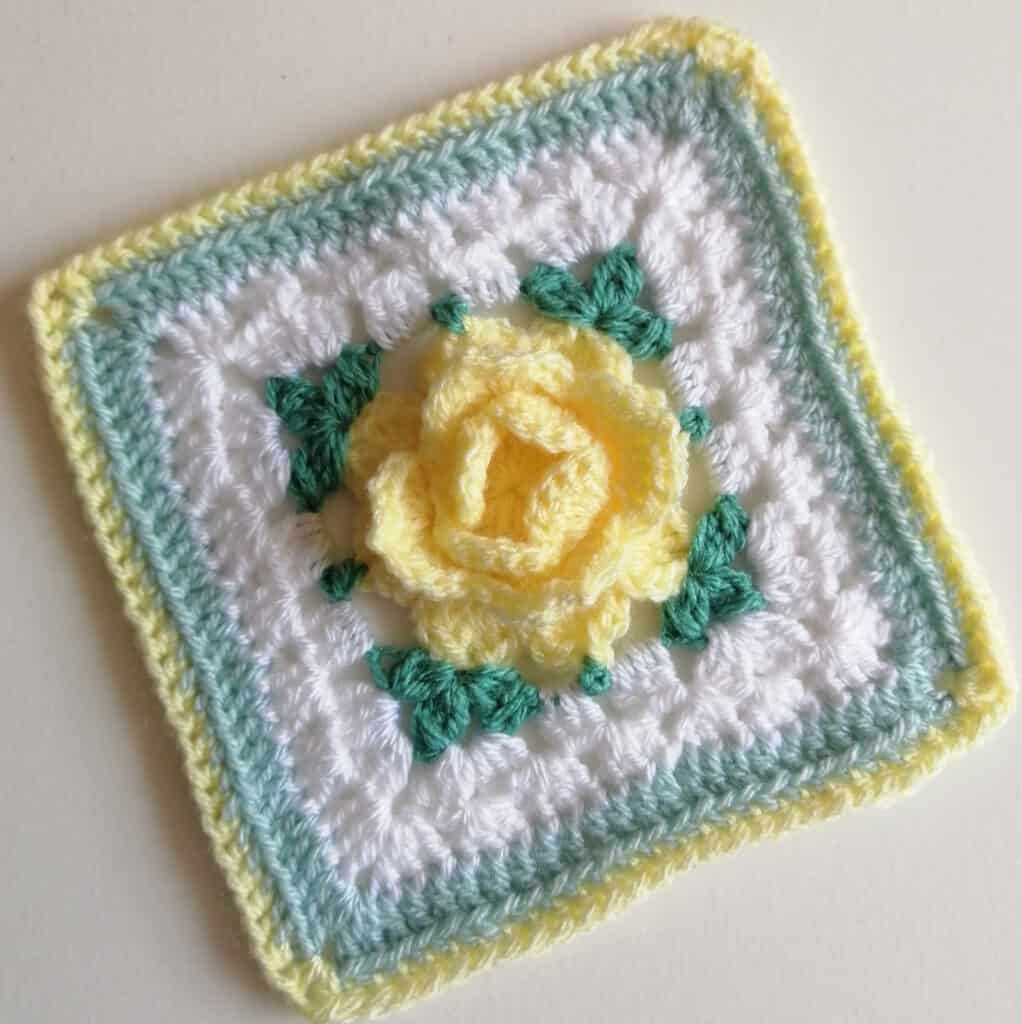 Lemon Rose Crochet Square