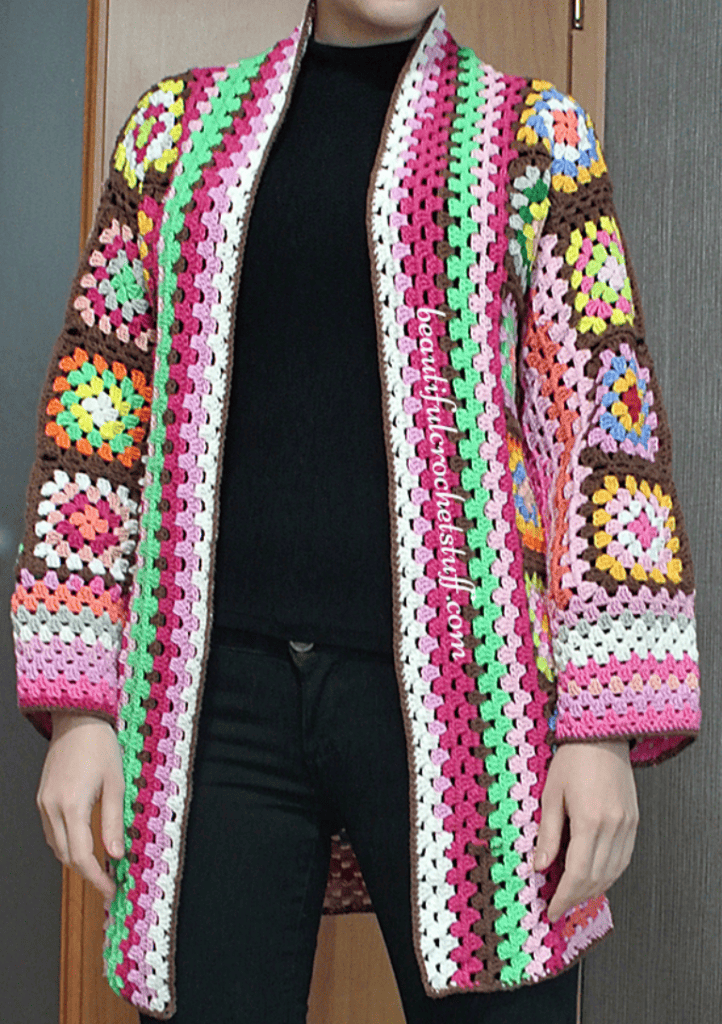 Granny Squares Crochet Cardigan
