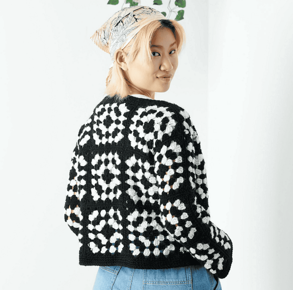 Two-Color Granny Crochet Jacket