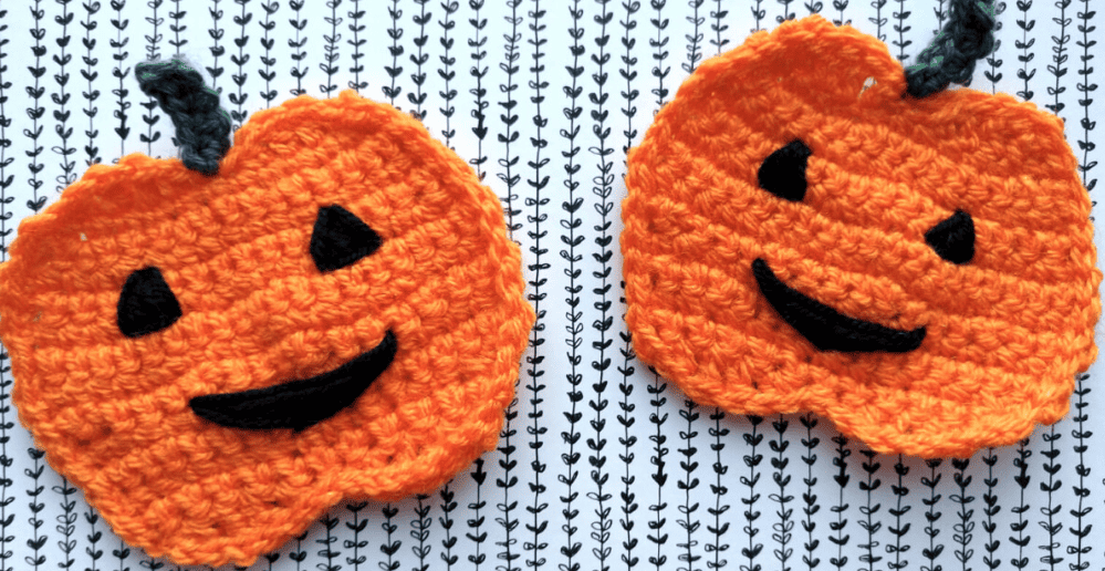 Crochet Flat Pumpkin Face