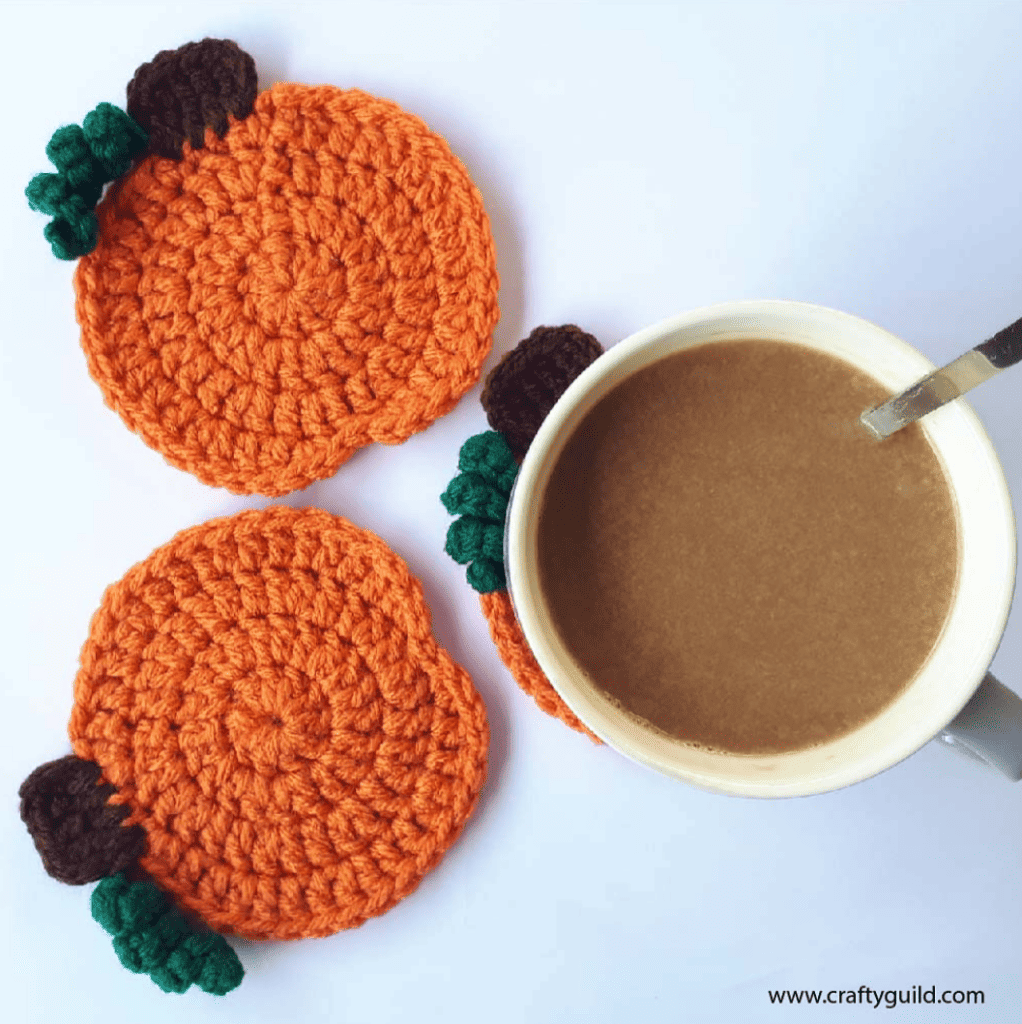 Crochet Halloween Pumpkin Coaster