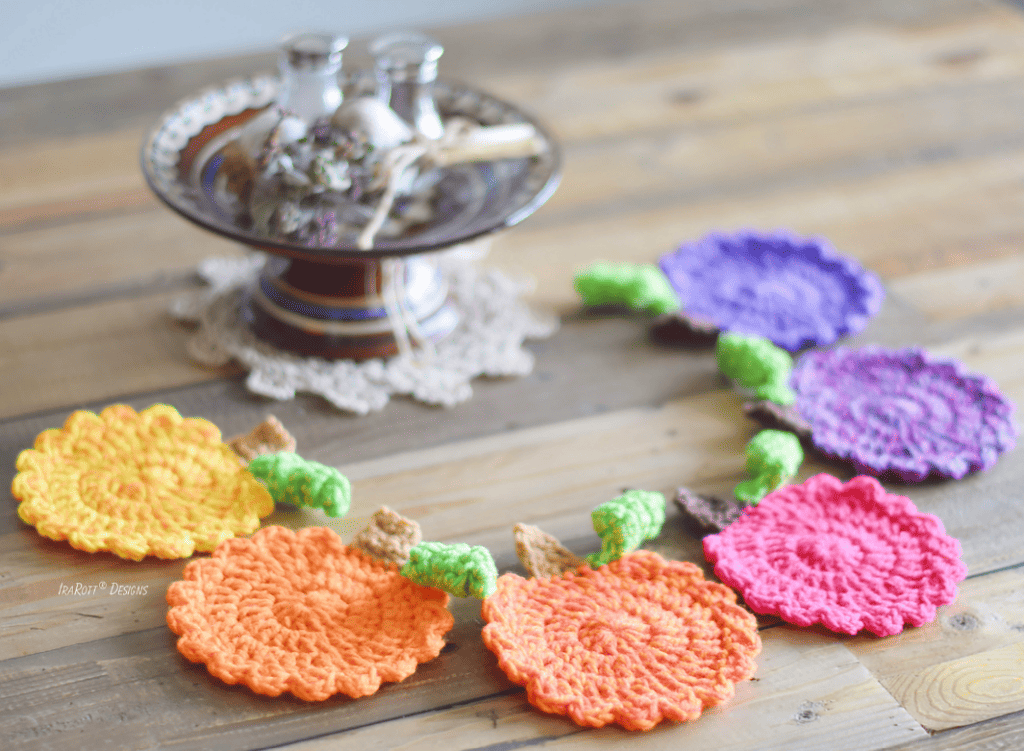 Tea Time Pumpkin Crochet Coasters