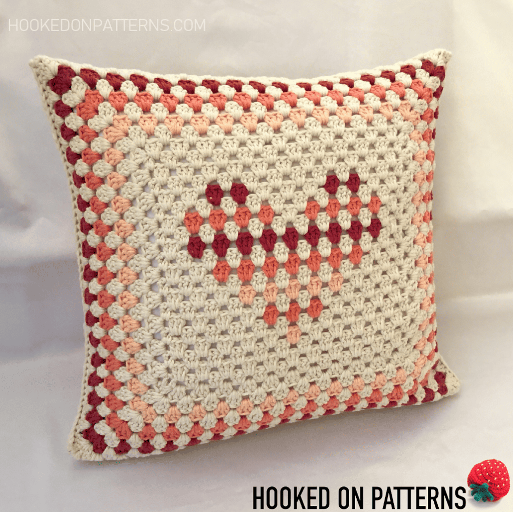 Crochet Granny Heart Cushion Cover