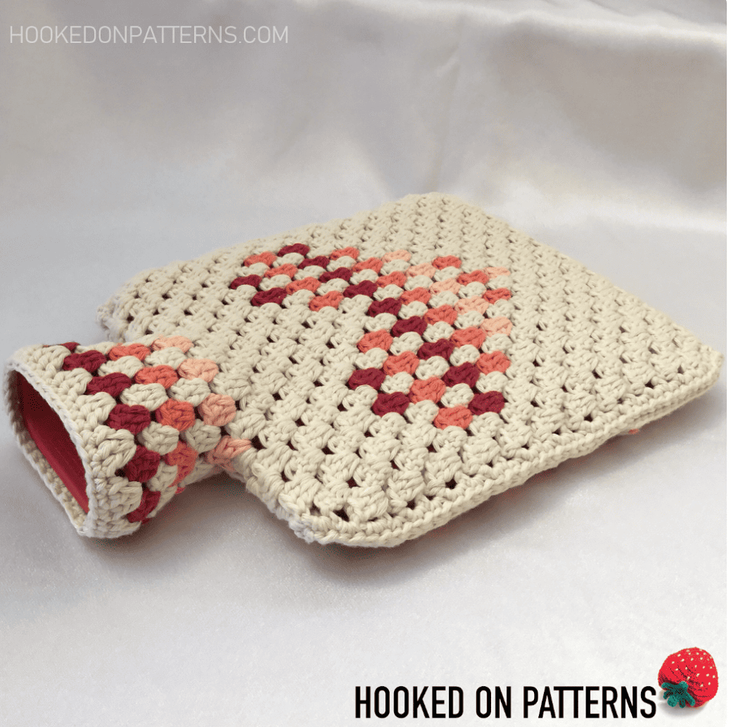 Granny Heart Hot Water Crochet Bottle Cover