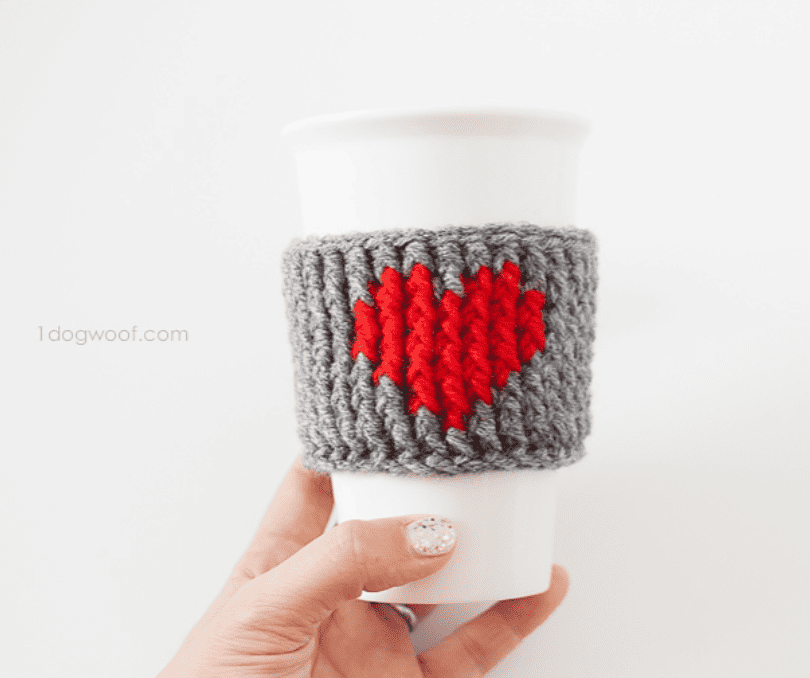 Crochet Heart Cup Cozy