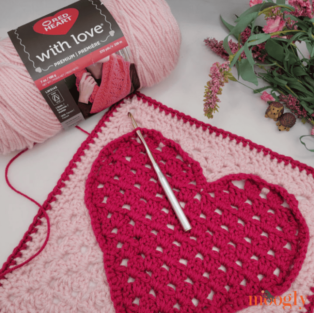 Crochet Heart Filled Square
