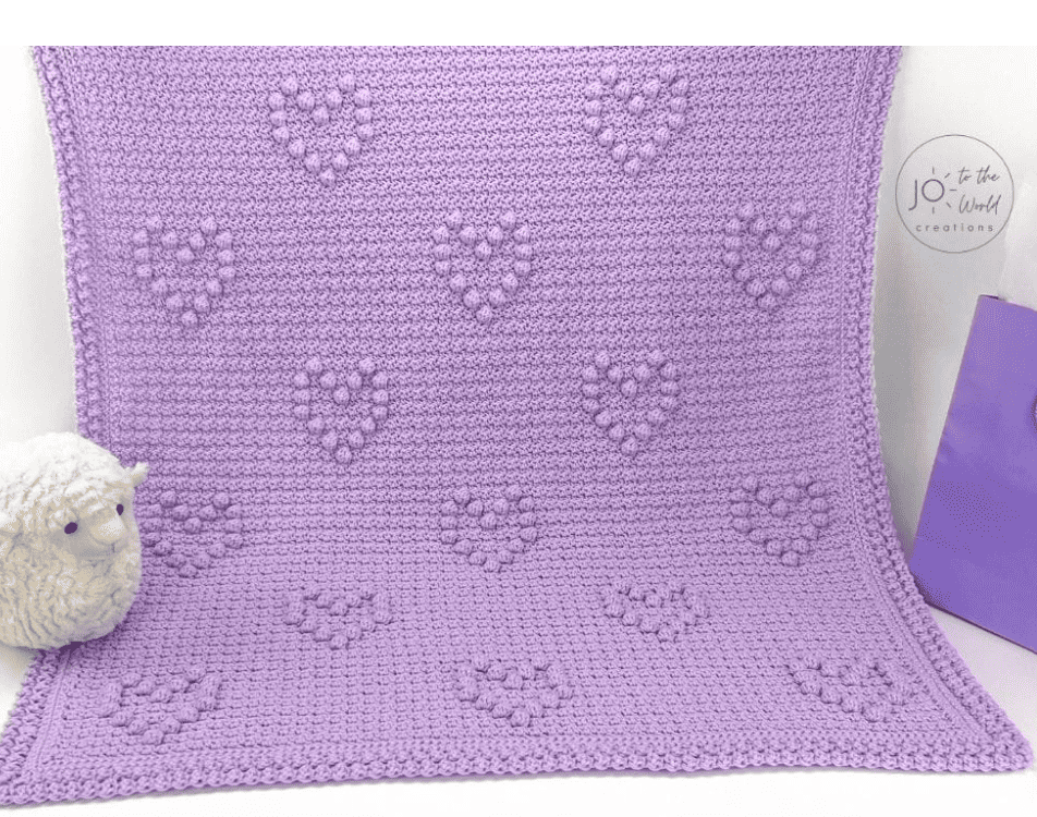Heart Puff Stitch Crochet Baby Blanket