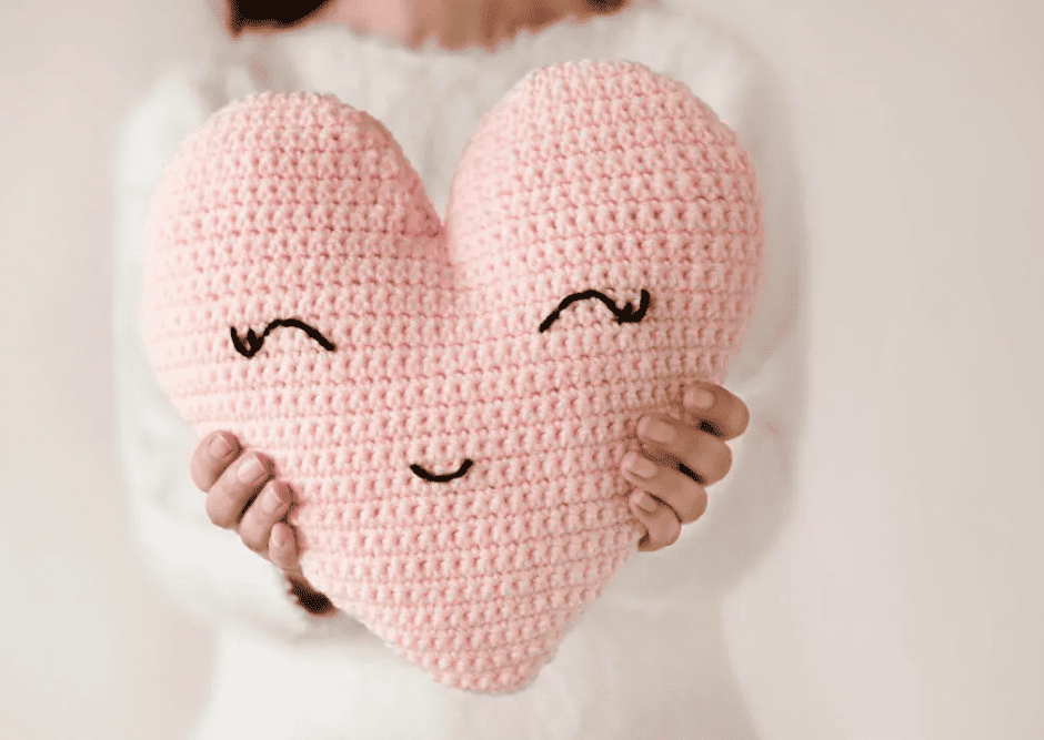 Crochet Heart Shaped Pillow