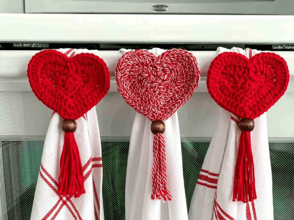 Heart Crochet Tea Towel Topper